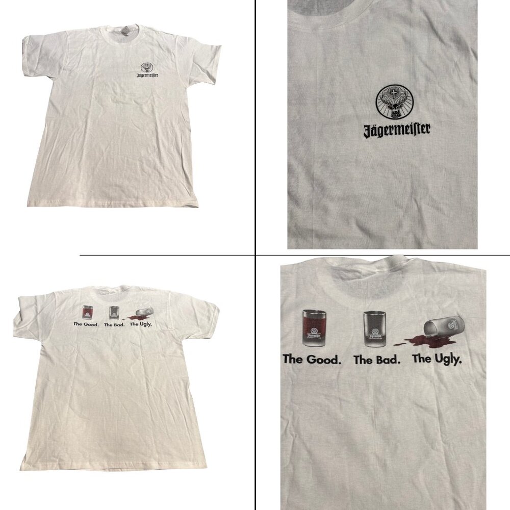 Vintage Y2K Jagermeister T-Shirt sz L Double Sided Liquor Beer Alcohol Graphicβ
